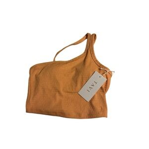 Tavi SMALL‎ Seersucker One Shoulder Sports Bra Top Peach Orange Tangerine NWT